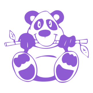 Funny Panda Eating Bamboo Decal (Lavender)
